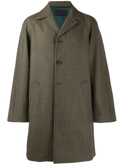 Prada Tweed Single-breasted Coat In Green