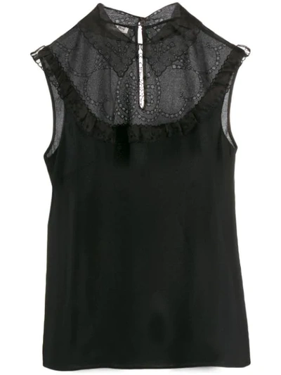 Miu Miu Lace Panel Tank Top - Black