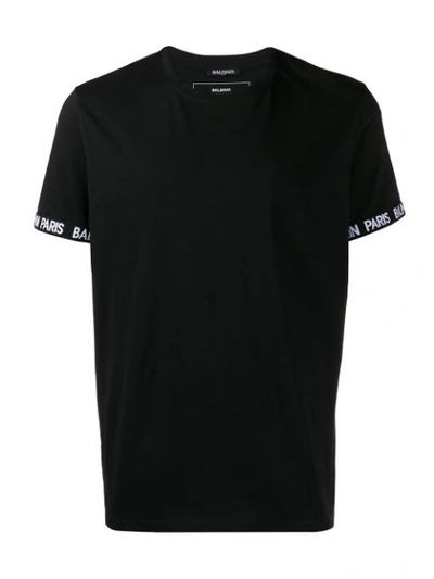 Balmain Men's Logo Sleeve T-shirt In Noir