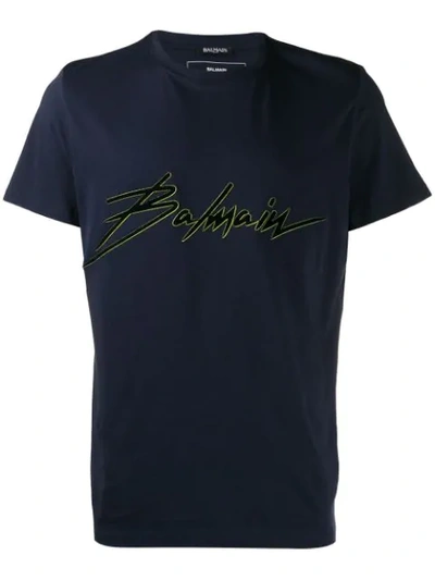 Balmain Logo Print T-shirt In Blue