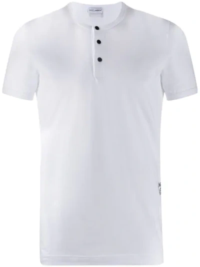 Dolce & Gabbana Logo Buttoned T-shirt In White