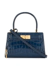 Tory Burch Lee Radziwill Embossed Petite Satchel In Blue