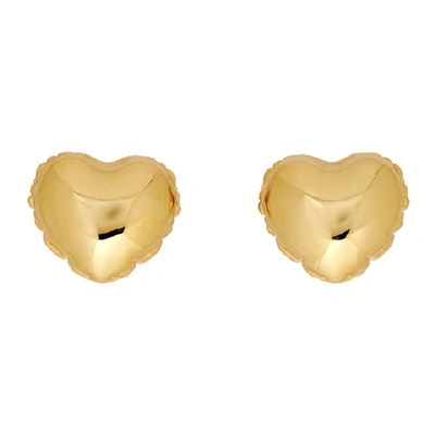 Marc Jacobs Gold The Balloon Heart Studs Earrings In 710 Gold