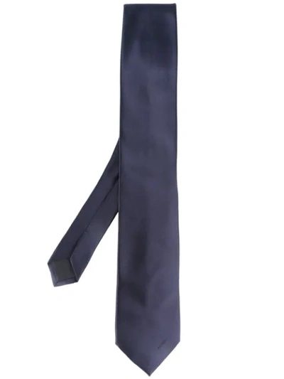 Prada Logo Embroidered Tie In Blue