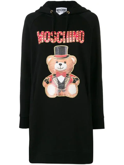 Moschino Teddy Circus Hoodie Dress In Black
