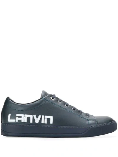 Lanvin Low Top Logo Sneakers In 29 Blue Marine