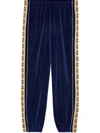 Gucci Gg-jacquard Cotton-chenille Track Pants In Blue