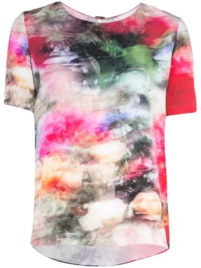 Adam Lippes Abstract Print Satin Crepe T-shirt In Multi Floral