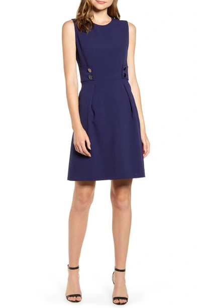 Anne Klein Crepe Fit & Flare Dress In Eclipse