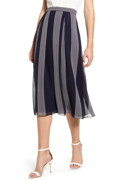 Anne Klein Bilbao Stripe Skirt In Eclipse/ Anne White