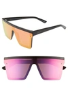 Quay X Jlo Hindsight 67mm Shield Sunglasses In Black/ Pink