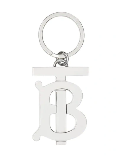 Burberry Monogram Motif Palladium-plated Key Ring In Silver