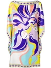 Emilio Pucci Rivera Print Boat Neck Silk Kaftan  In Purple