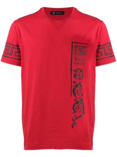 Versace Signature Brand Logos T-shirt In Red