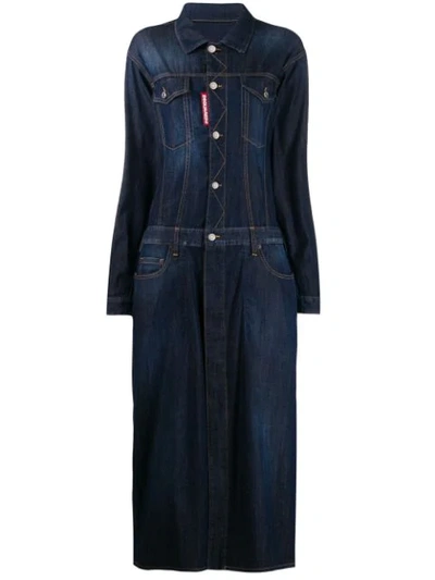 Dsquared2 Maxi Denim Dress In Blue