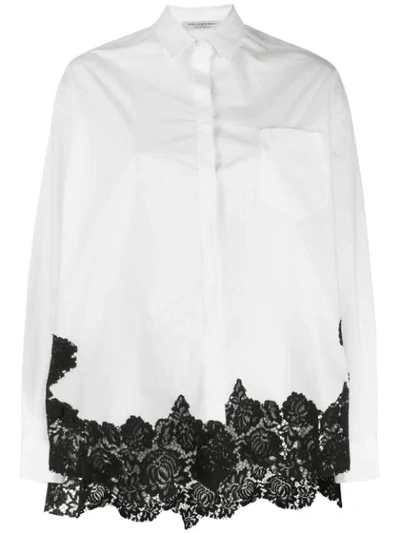 Philosophy Di Lorenzo Serafini Contrast Lace Trim Shirt In White