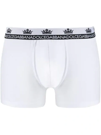 Dolce & Gabbana Logo Crown Print Trunks In White