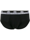 Dolce & Gabbana Contrasting Crown And Brand Logo Briefs In Black