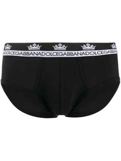 Dolce & Gabbana Contrasting Crown And Brand Logo Briefs In Black