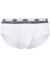 Dolce & Gabbana Contrasting Crown And Brand Logo Briefs In White