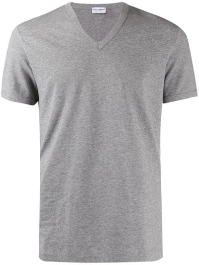 Dolce & Gabbana Logo Tab T-shirt In Grey