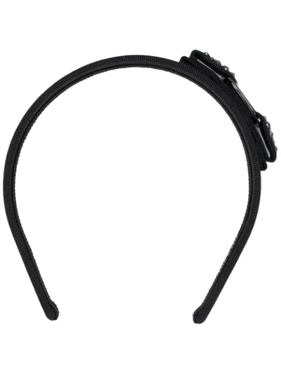 Ferragamo Rhinestone Bow Headband In Black