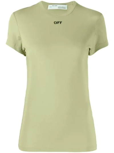 Off-white Logo T-shirt In 4110 Light Green Black