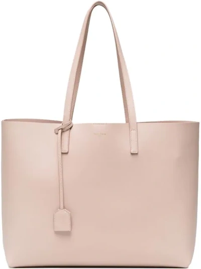 Saint Laurent Shopper Large Textured-leather Tote In Blush