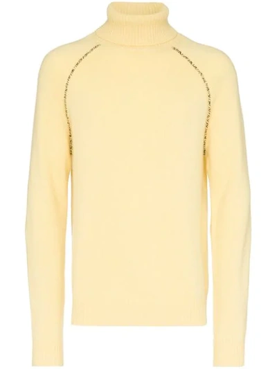 Alanui Appliquéd Cashmere Rollneck Sweater In Yellow