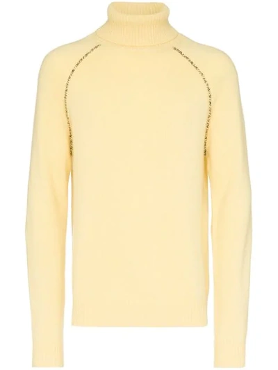 Alanui Appliquéd Cashmere Rollneck Jumper In Yellow