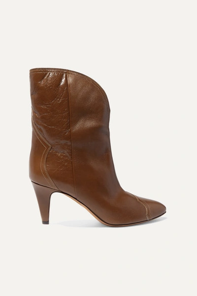 Isabel Marant Dythey Leather Ankle Boots In Taupe