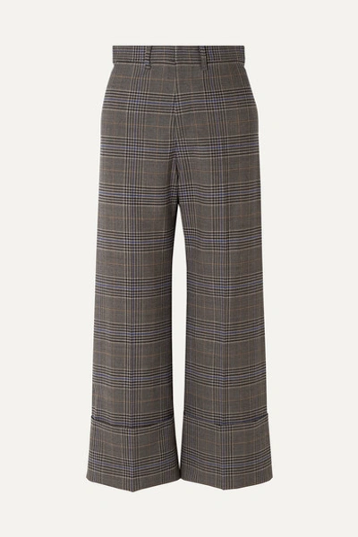 Sea Rowan Cropped Checked Woven Wide-leg Pants In Taupe