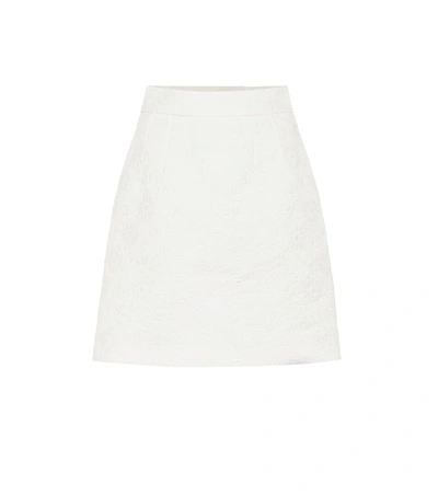 Dolce & Gabbana Cotton-blend Jacquard Miniskirt In White