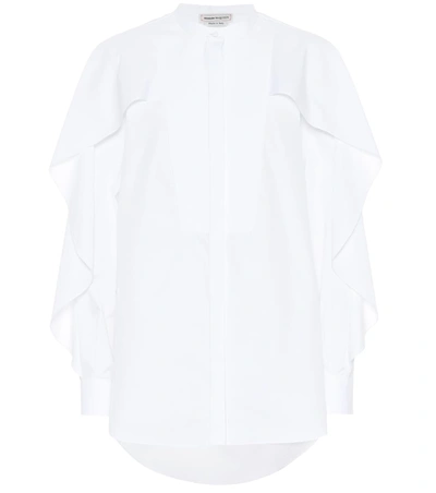 Alexander Mcqueen Ruffled Cotton Blouse In White