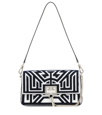 Givenchy Charm Velvet And Leather Shoulder Bag In White