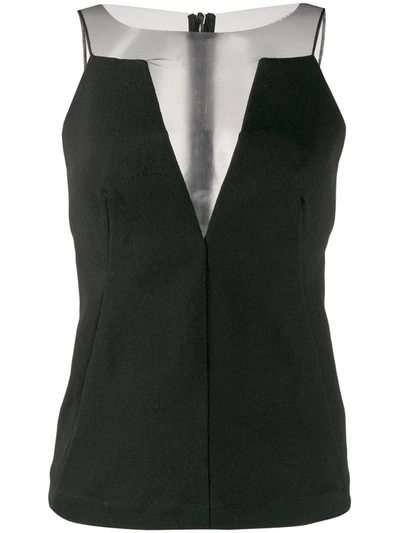 Rick Owens Sheer-panelled Crepe Blouse In Black