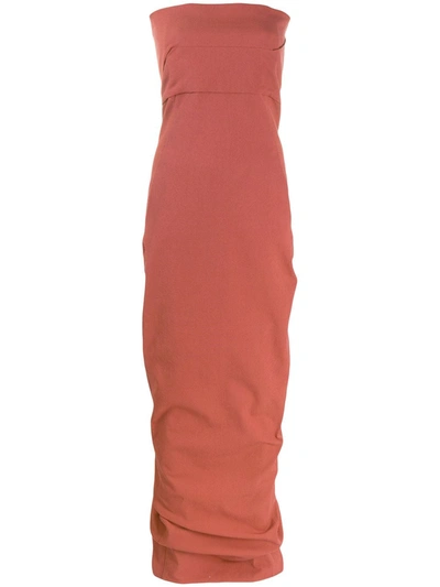 Rick Owens Strapless Gown In Orange