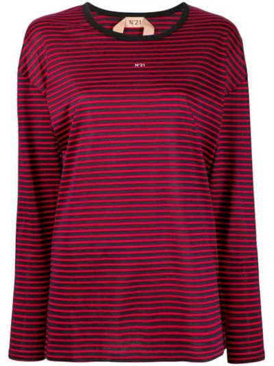 N°21 Long-sleeved Striped T-shirt In Red