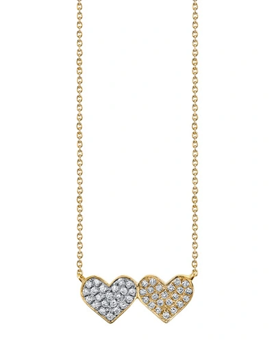 Sydney Evan 14k Diamond Double-heart Pendant Necklace In Multi