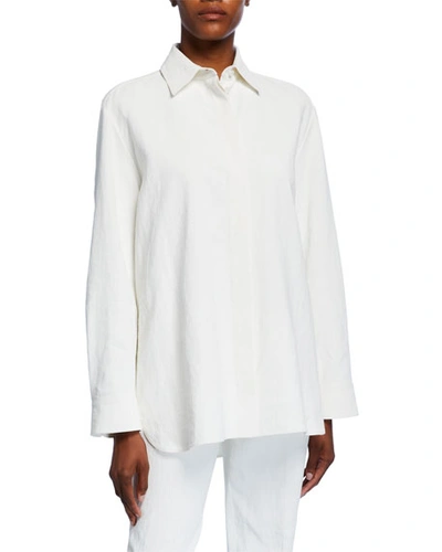 The Row Big Sisea Linen Shirt In White