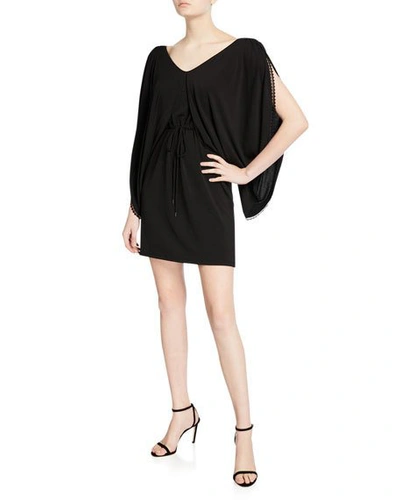 See By Chloé Draped-sleeve Jersey Short Dress In Black