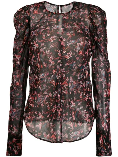 Iro Lou Floral Puff Sleeve Blouse In Black