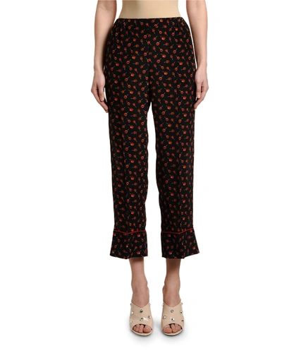 N°21 Candy-print Cropped Pajama Pants In Black