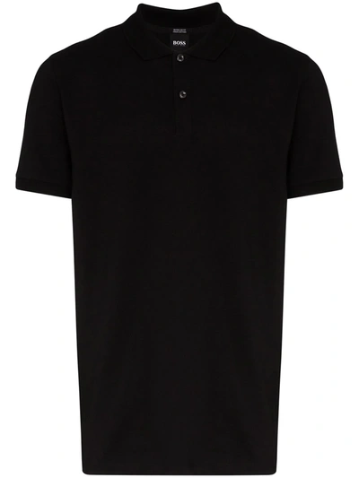 Hugo Boss Printed Short-sleeve Cotton Polo In Black