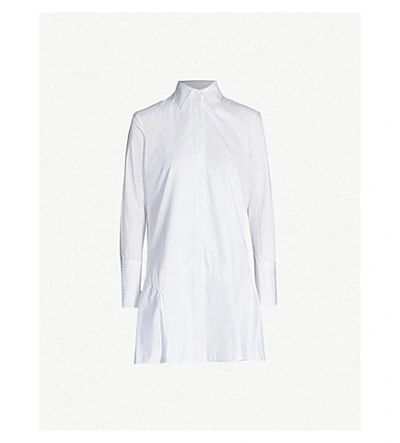 Victoria Victoria Beckham Frilled-hem Cotton Shirt Dress In White