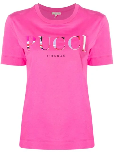 Emilio Pucci Logo-embossed Cotton-jersey T-shirt In Pink