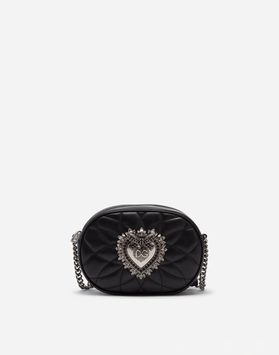 Dolce & Gabbana Devotion Camera Bag In Quilted Nappa Leather In Black