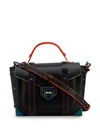 Michael Michael Kors Medium Manhattan Iridescent Studded Leather Satchel In Black/multi