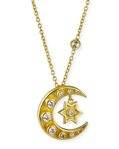Legend Amrapali 18k Heritage Mini Diamond Star & Crescent Necklace