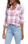 Rails Charli Plaid Button-down Shirt In White Peach Fuschia